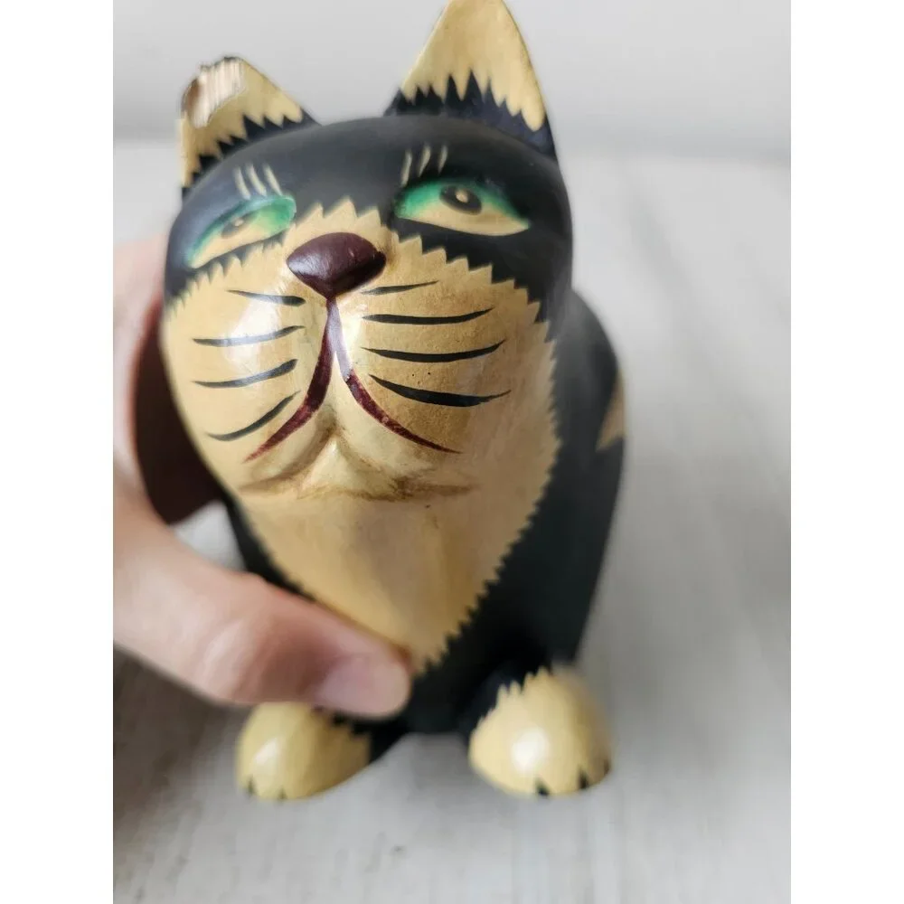 Pier 1 cat Indonesia statue figurine‎ decor unique